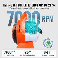 Leaf Blower, 26CC 2-Cycle Handheld Leaf Blower with A Fuel Tank, 2-in-1 Blower 425CFM Air Volume 156MPH Speed, Ideal for Lawn Care, Leaf Cleaning, and Snow Removal