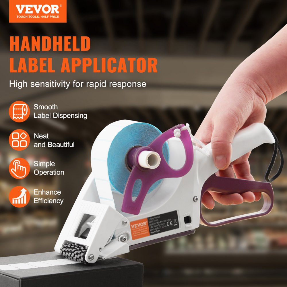Manual Label Applicator, 0.59-2.17 inches Label Width, 0.79-2.36 inches Label Length, Portable Hand-Held Labeling Machine with Label Roll and TPR Roller for Round Bottles, Boxes, Fruits Labeling