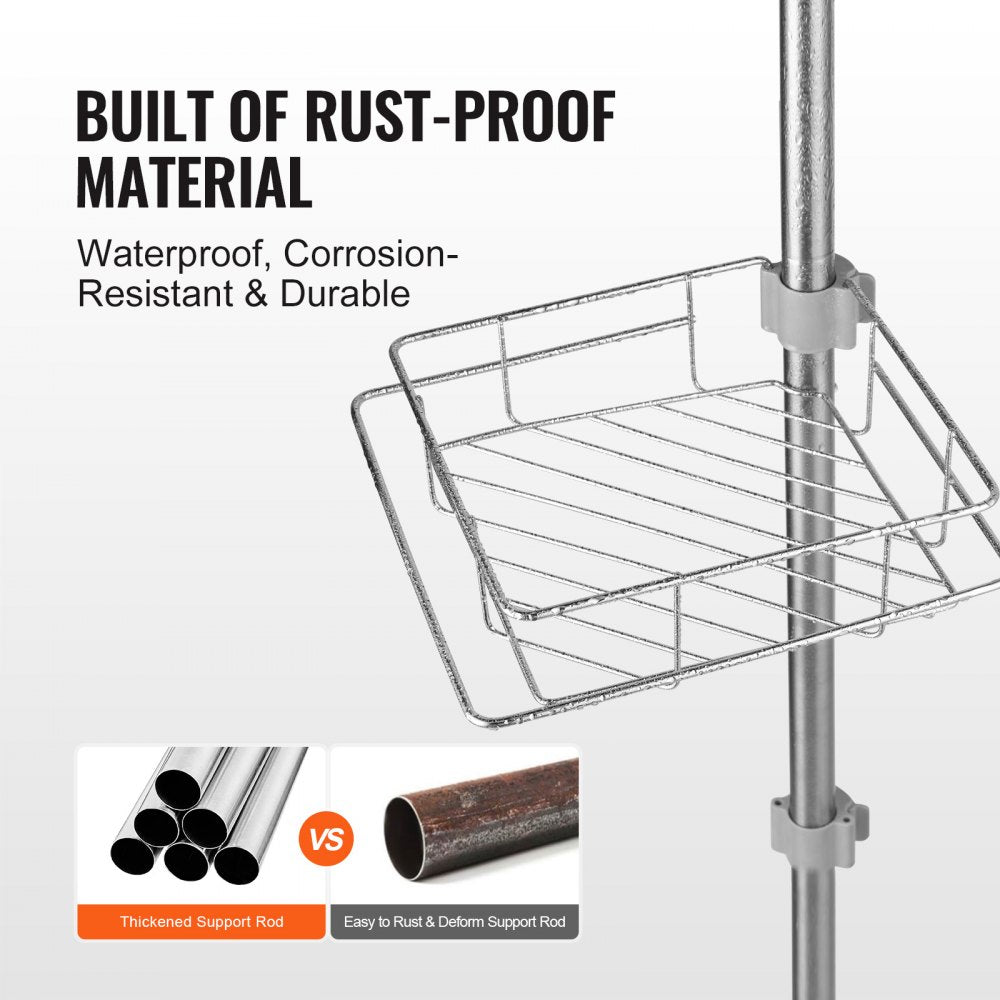 Bostome 4-tier shower corner caddy with adjustable tension pole and rust-proof stainless steel.