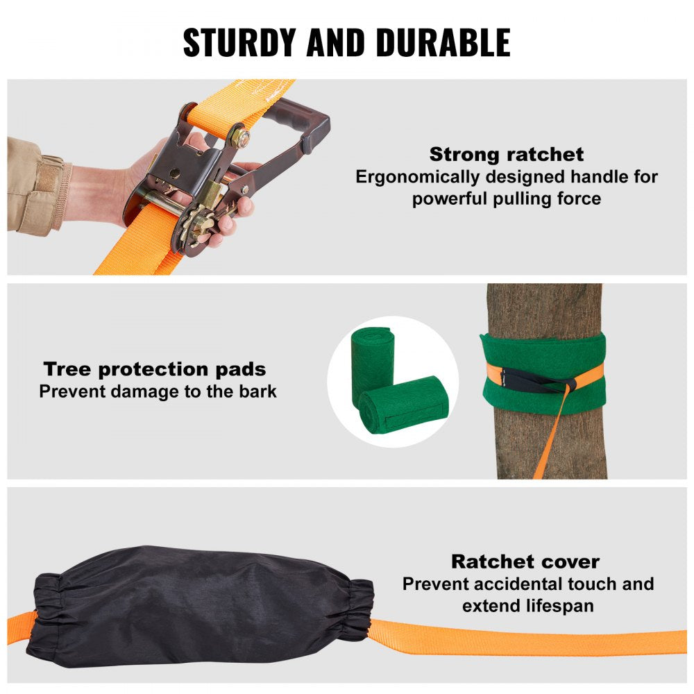 Slackline Kit with Training Line, 60 ft Backyard Slack Line Equipment, Easy Setup Tight Rope for Kids Adults, Complete Slackline Set with Tree Protectors, Arm Trainer, Carry Bag, and Instruction