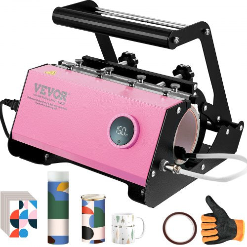 Pink Bostome mug heat press machine for sublimation tumblers, adjustable for 11-30oz sizes.
