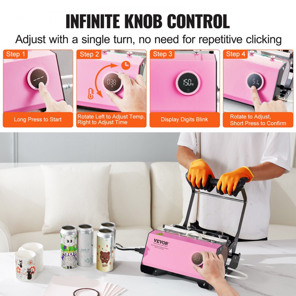 Pink Bostome mug heat press machine for sublimation tumblers, adjustable for 11-30oz cups.