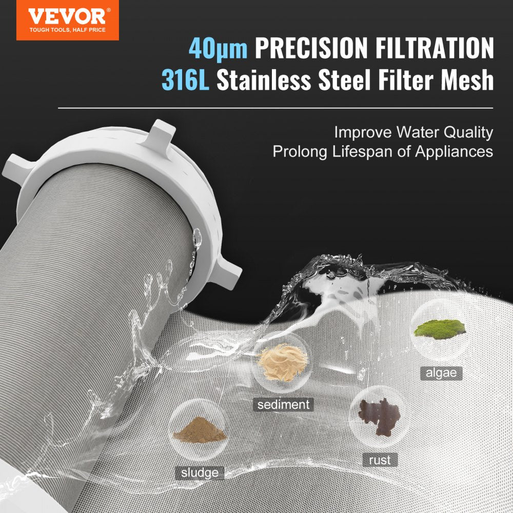 Spin Down Filter, 40 Micron Whole House Sediment Filter for Well Water, 3/4" MNPT, 4 T/H High Flow Rate, for Whole House Water Filtration Systems, Well Water Sediment Filter