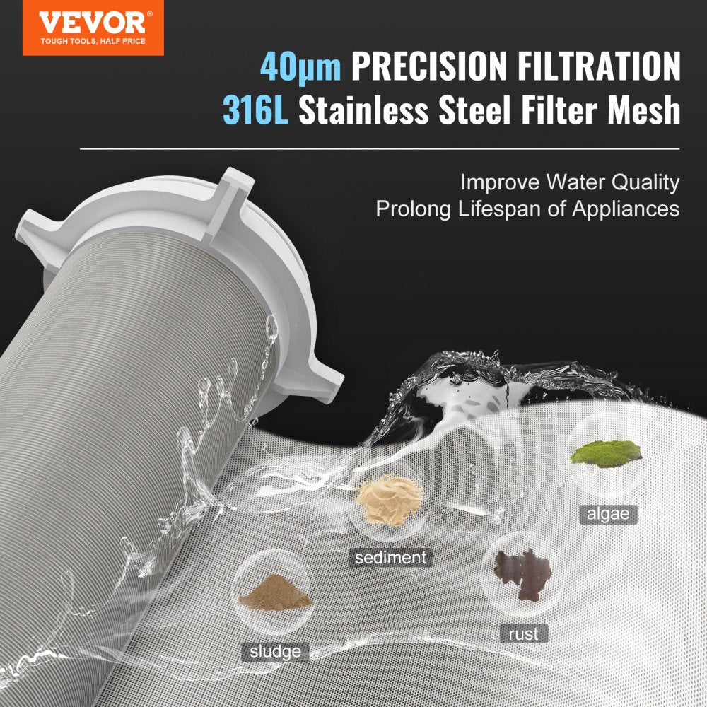 Spin Down Filter, 40 Micron Whole House Sediment Filter for Well Water, 3/4" MNPT, 4 T/H High Flow Rate, for Whole House Water Filtration Systems, Well Water Sediment Filter