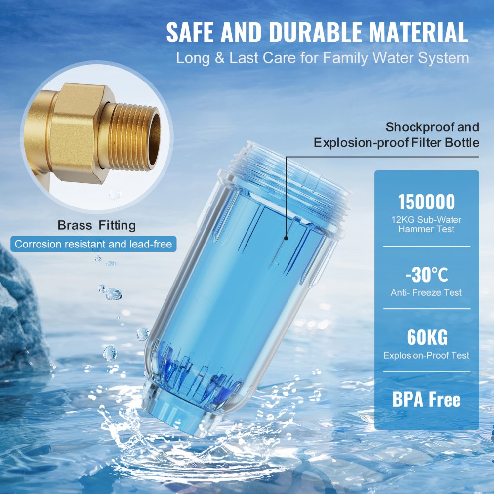 Spin Down Filter, 40 Micron Whole House Sediment Filter for Well Water, 3/4" MNPT, 4 T/H High Flow Rate, for Whole House Water Filtration Systems, Well Water Sediment Filter