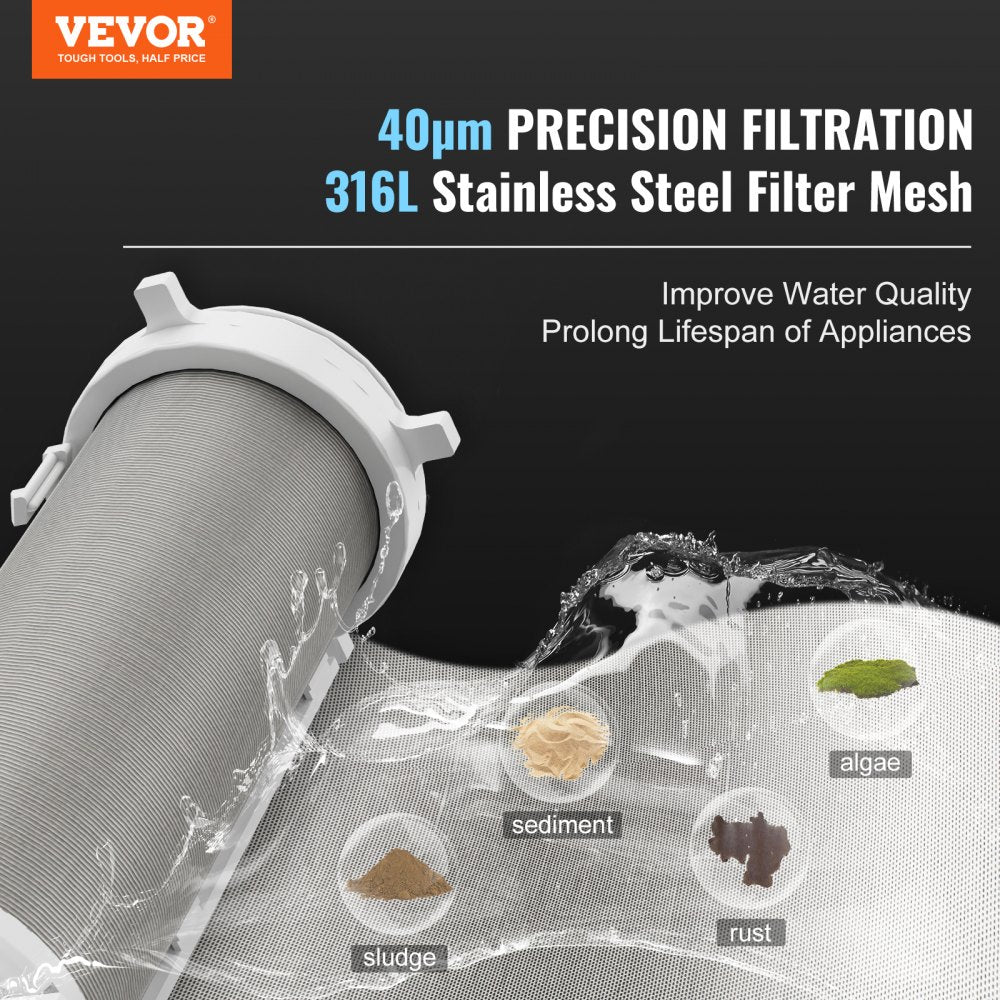 Spin Down Filter, 40 Micron Whole House Sediment Filter for Well Water, 3/4" MNPT, 4 T/H High Flow Rate, for Whole House Water Filtration Systems, Well Water Sediment Filter