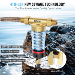 Spin Down Filter, 40 Micron Whole House Sediment Filter for Well Water, 3/4" MNPT, 4 T/H High Flow Rate, for Whole House Water Filtration Systems, Well Water Sediment Filter