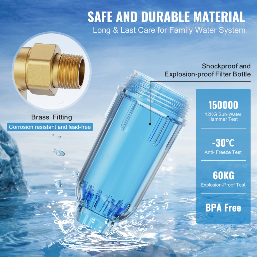 Spin Down Filter, 40 Micron Whole House Sediment Filter for Well Water, 3/4" MNPT, 4 T/H High Flow Rate, for Whole House Water Filtration Systems, Well Water Sediment Filter