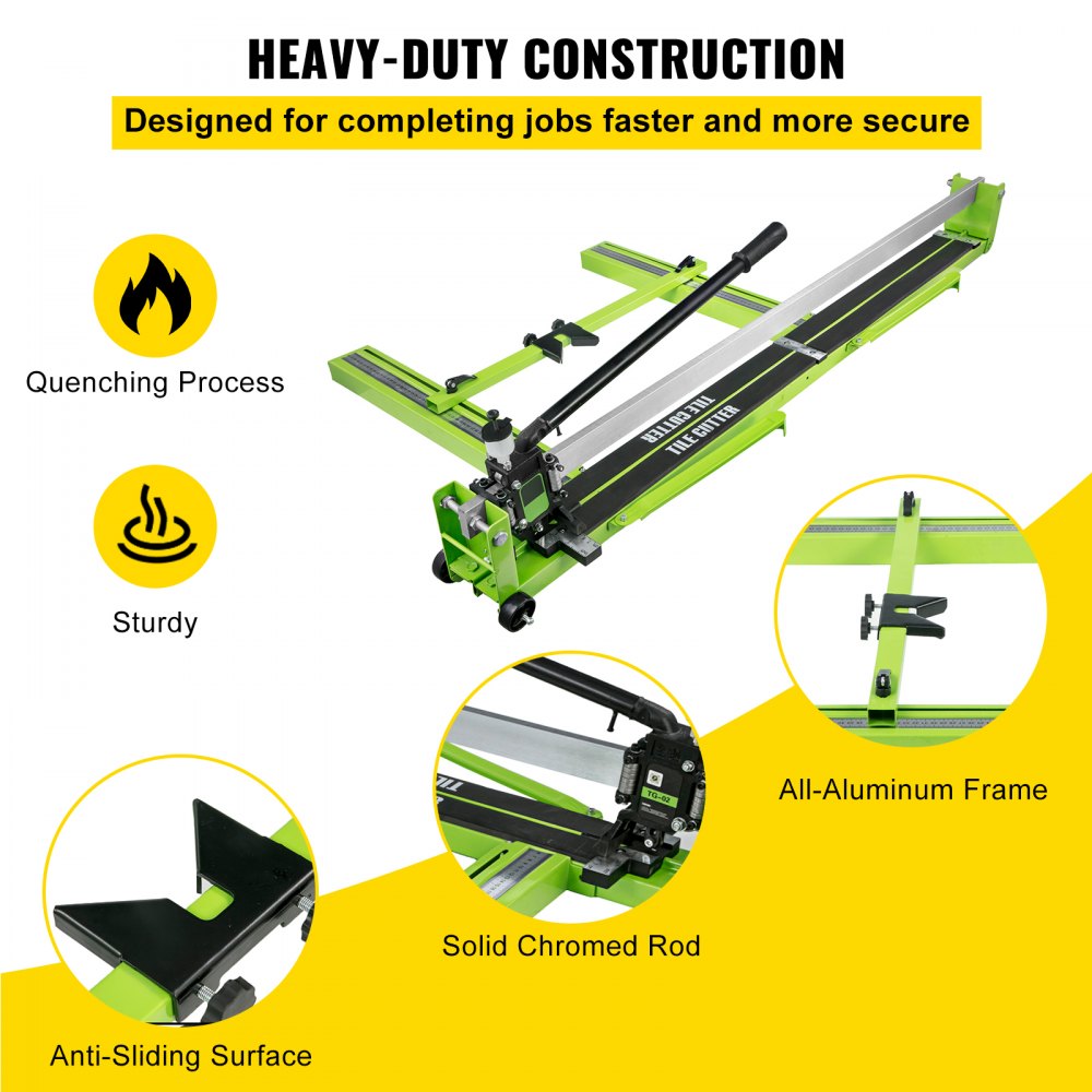 47-inch manual tile cutter with steel frame, laser guide, and quenching process.