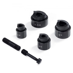 Bostome hydraulic knockout punch driver kit with four dies from 1/2" to 1-1/4" and draw studs.