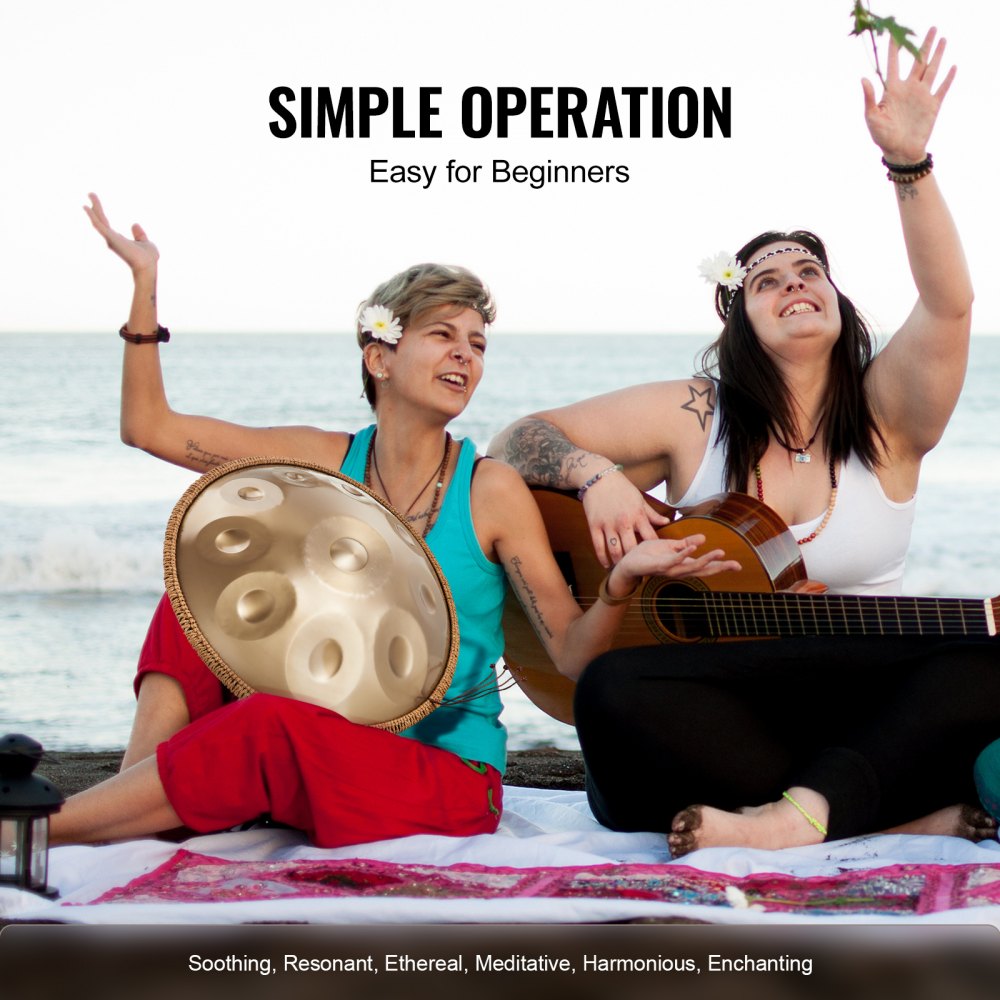 Handpan Drum 22 in 10 Notes D Minor Hand Drum Instrument with Mallet