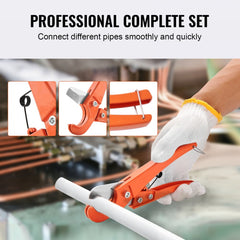 Pipe Tube Expander, 1/2", 3/4", 1" OD PEX Tubing Expander, Professional Manual Lever PEX Tools Expander, with 3 Expansion Heads, Pipe Cutter for PEX Tubes