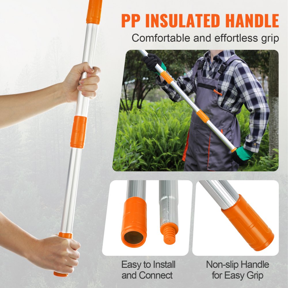 Manual Pole Saw,4.6-9.8 ft Extendable Tree Pruner, Sharp Steel Blade for High Branches Trimming, Manual Branch Trimmer with Lightweight Aluminum Alloy Handle, for Pruning Palms and Shrubs