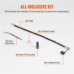 Pistol Grip Grease Gun, 6000 PSI, 14 OZ / 400 CC Capacity Heavy Duty Professional Grease Gun, with 17.72 Inch Flexible Hose 1 Black Flat Coupler, 1 Pointed Coupler, and 1 Bent Metal Pipe