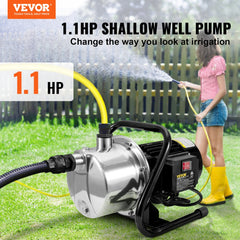 Shallow Well Pump Portable Garden Water Jet Pump 1.1HP 978 GPH 131 ft Head