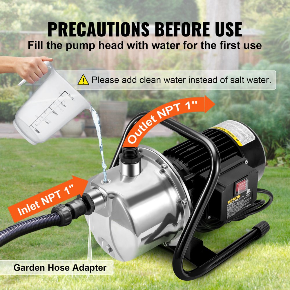 Shallow Well Pump Portable Garden Water Jet Pump 1.1HP 978 GPH 131 ft Head