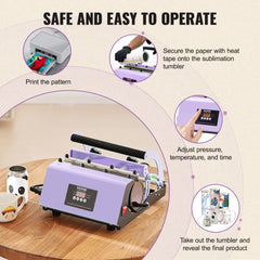Tumbler Heat Press Machine 11-30oz Mug Press Sublimation Tumblers Purple