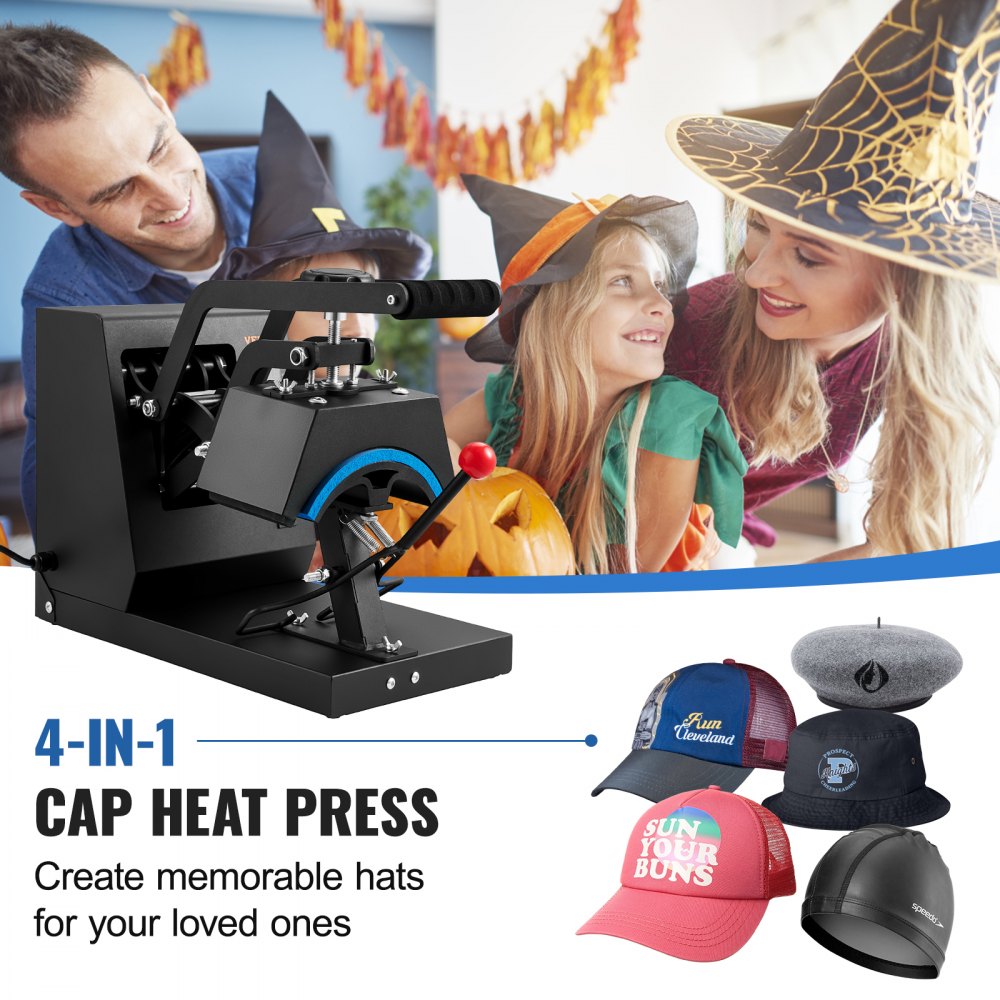 Bostome 4-in-1 Hat Heat Press Machine with digital control and four interchangeable heating pads.