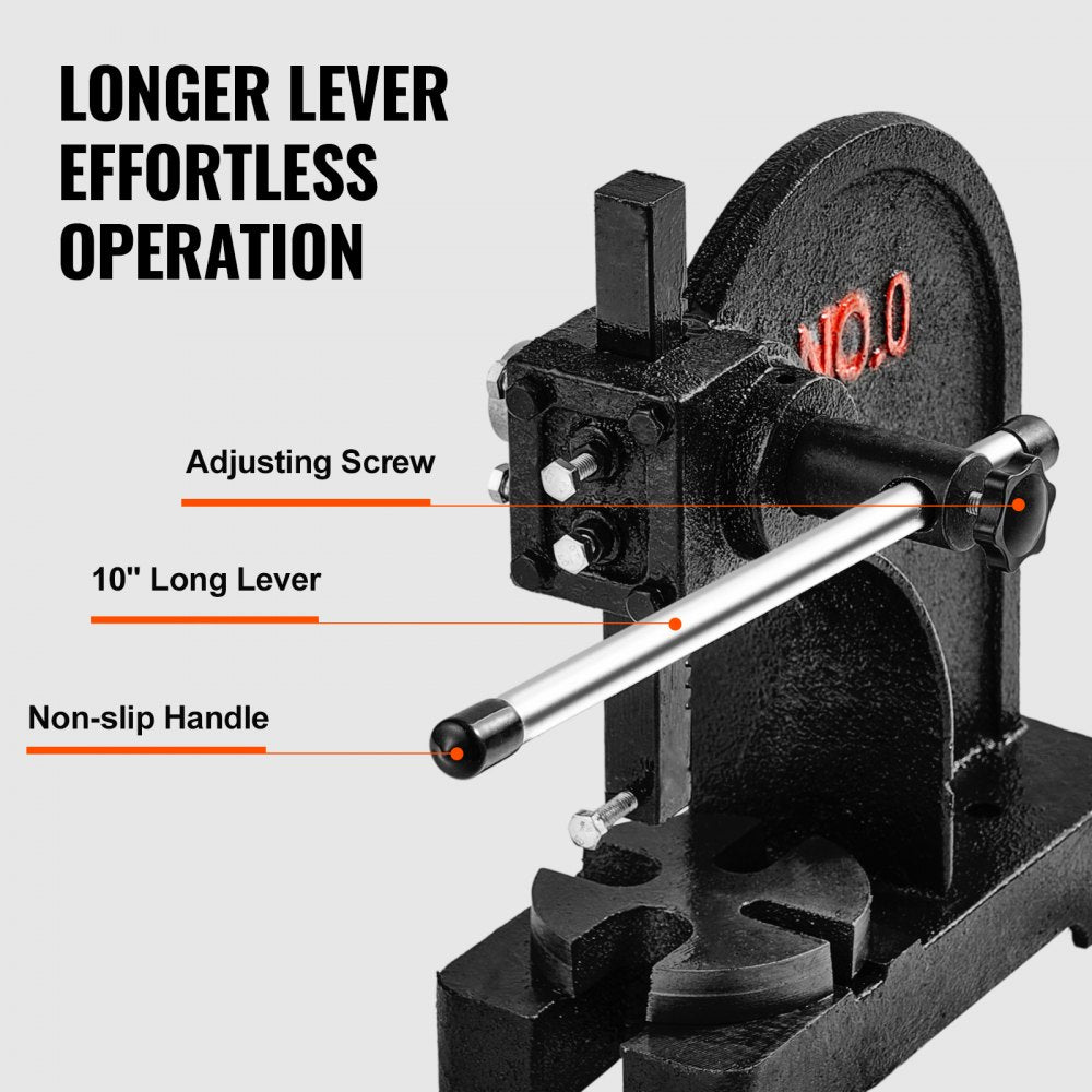 Arbor Press, 0.5 Ton Manual Arbor Press, 4.6" Maximum Height, Cast Iron Heavy-duty Manual Desktop Arbor Press, Precision Hand Press for Stamping, Bending, Stretching, Forming