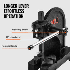Arbor Press, 0.5 Ton Manual Arbor Press, 4.6" Maximum Height, Cast Iron Heavy-duty Manual Desktop Arbor Press, Precision Hand Press for Stamping, Bending, Stretching, Forming
