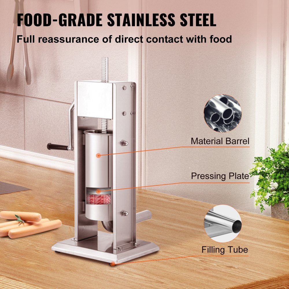 Sausage Stuffer 11LBS/5L Capacity Homemade Sausage Maker Stainless Steel