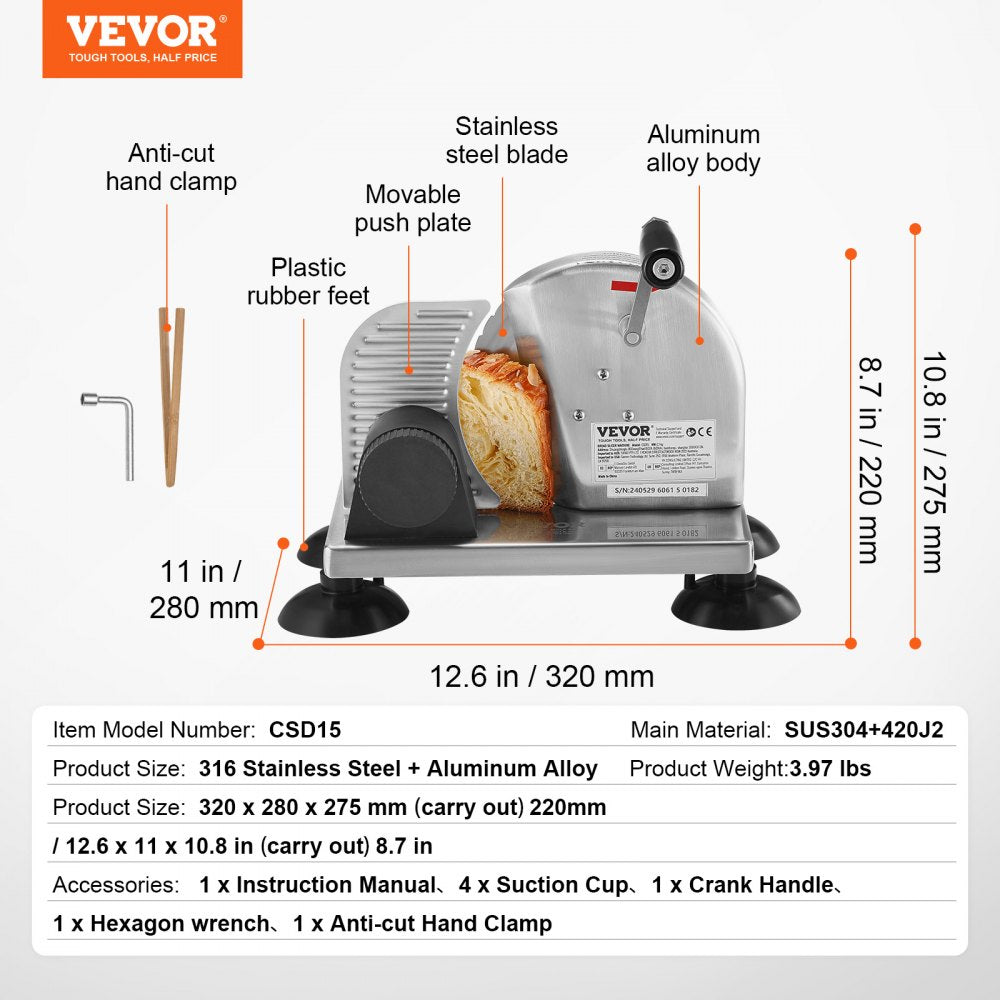 Manual Bread Slicer 0-6" Cheeser Butter Cutting  for Kitchen Restaurant