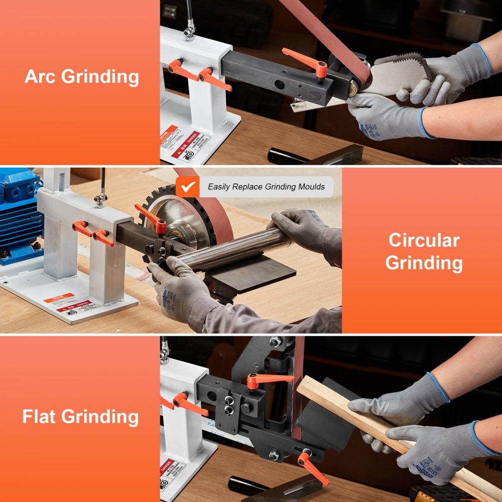 Bostome 72x2" variable speed belt grinder sander with three sanding belts and all-steel construction.