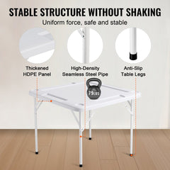 White folding Mahjong table for four with built-in cup holders and chip trays.