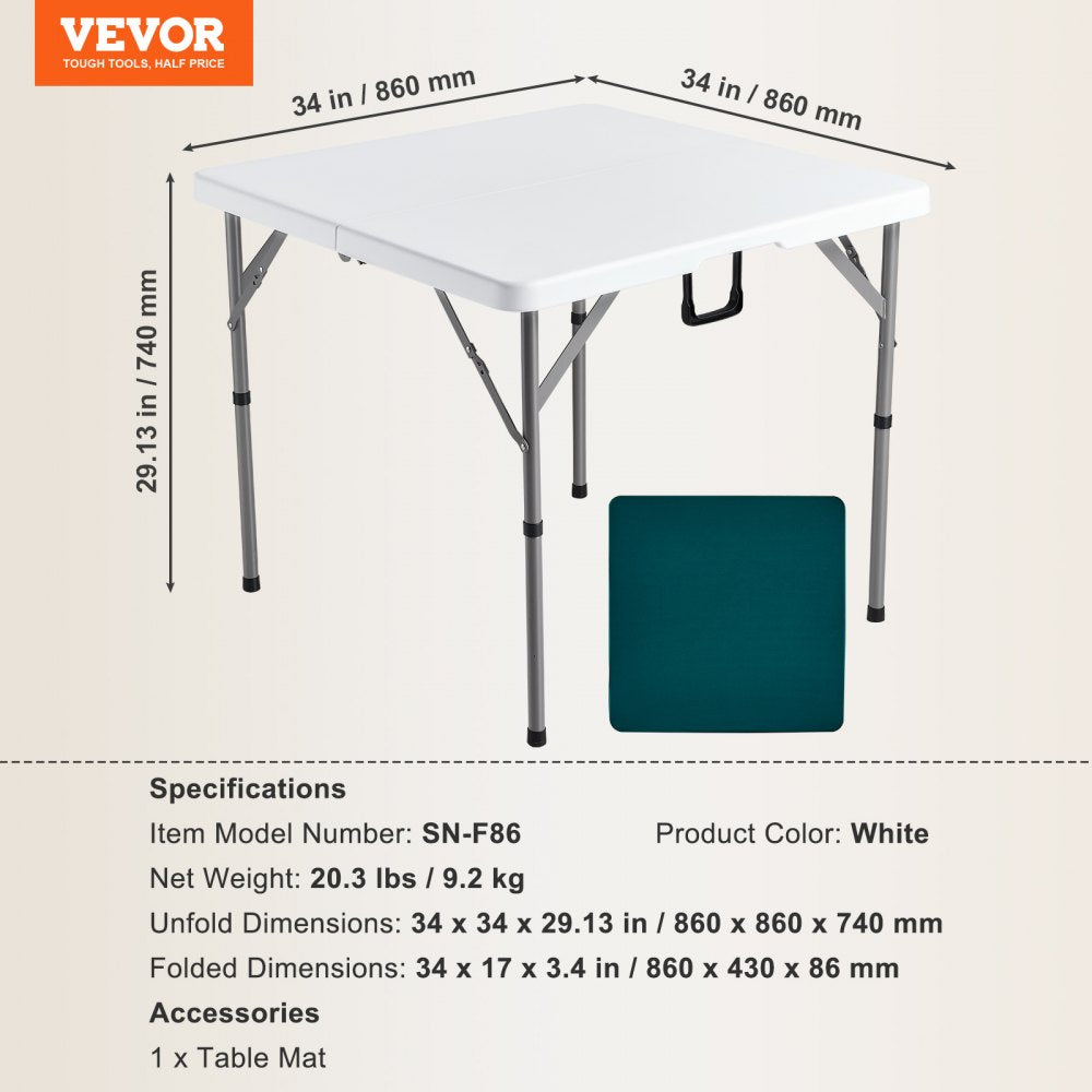 Mahjong Table Fold-in-Half 4 Player Card Table & Wear-Resistant Tabletop