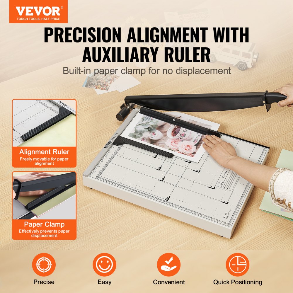 Paper Cutter, Guillotine Trimmer, 18" Cut Length, 20 Sheets Capacity, Heavy Duty Guillotine Paper Cutter with Guard Rail/Blade Lock for Cardstock/Cardboard, Paper Trimmer for Home Office School
