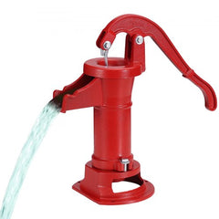 Antique Well Hand Pitcher Pump, 25 ft Maximum Lift, Cast Iron Manual Hand Water Pump with Ergonomic Handle G1-5/8" Easy Installation, Old Fashioned for Outdoor Home Yard Garden Pond Farm, Red
