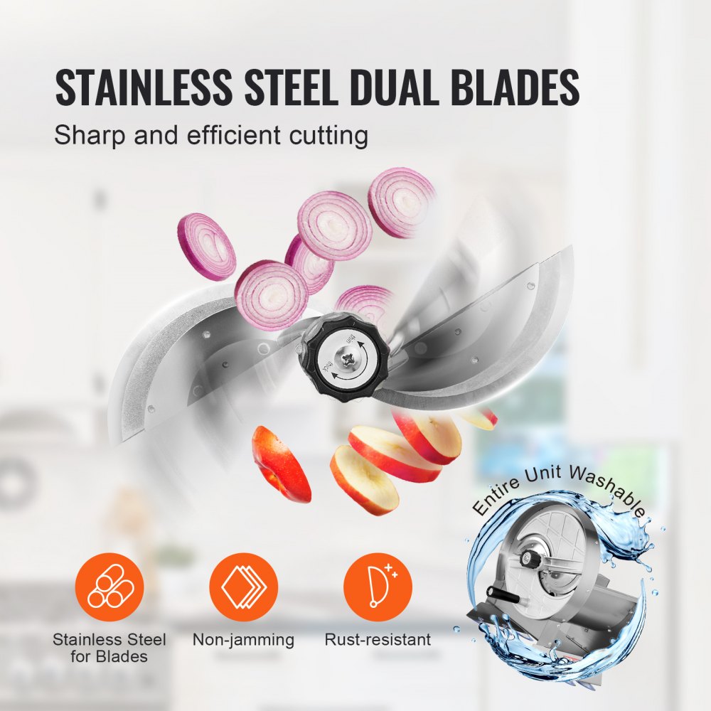 Manual Vegetable Fruit Slicer, 0-0.5"/0-12mm Thickness Adjustable Commercial Slicer Machine, Stainless Steel Food Cutter Slicing Machine with 2 Spare Blades, for Potato, Cucumber, Lemon, Tomato