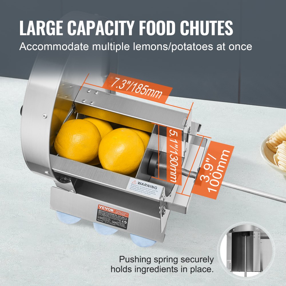 Manual Vegetable Fruit Slicer, 0-0.5"/0-12mm Thickness Adjustable Commercial Slicer Machine, Stainless Steel Food Cutter Slicing Machine with 2 Spare Blades, for Potato, Cucumber, Lemon, Tomato
