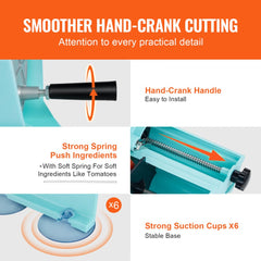 Manual Vegetable Fruit Slicer, 0-0.5"/0-12mm Thickness Adjustable Commercial Slicer Machine, Double Feed Ports, Stainless Steel Blade Food Cutter Slicing Machine for Cucumber, Lemon, Tomato