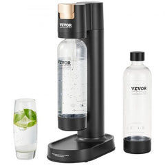 Sparkling Water Maker, Soda Maker Machine for Home Carbonating, Seltzer Water Starter Kit with 2 BPA-free 1L PET Bottles, Compatible with Mainstream Screw-in 60L CO2 Cylinder(NOT Included) Black