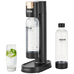 Sparkling Water Maker, Soda Maker Machine for Home Carbonating, Seltzer Water Starter Kit with 2 BPA-free 1L PET Bottles, Compatible with Mainstream Screw-in 60L CO2 Cylinder(NOT Included) Black
