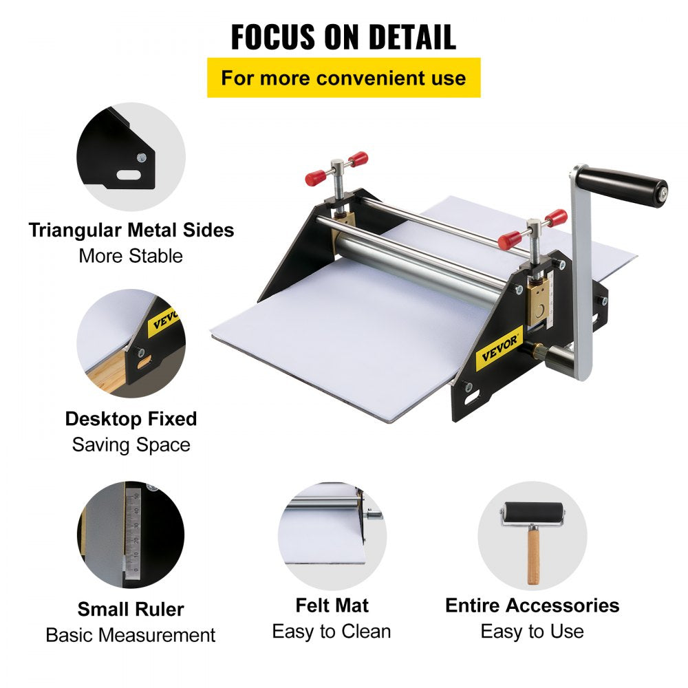 All-metal Bostome etching press with a large bed plate and ergonomic handle for printmaking.