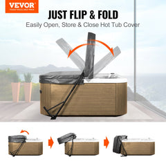 Hot Tub Cover Lift, Spa Cover Lift, Height 31.5" - 41.3" Width 57" - 92.5" Adjustable, Installed Underneath on Both Sides, Suitable for Various Sizes of Rectangular Bathtubs, Hot Tubs, Spa