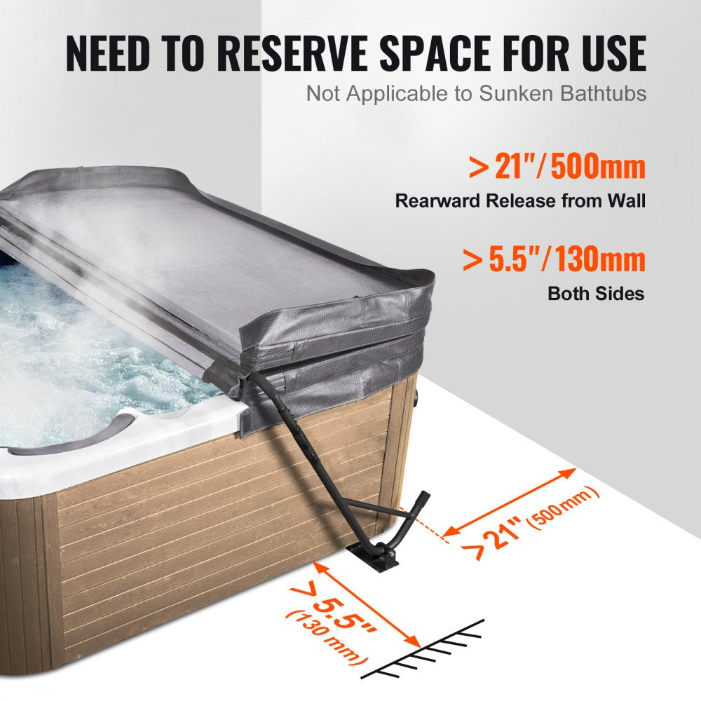 Hot Tub Cover Lift, Spa Cover Lift, Height 31.5" - 41.3" Width 57" - 92.5" Adjustable, Installed Underneath on Both Sides, Suitable for Various Sizes of Rectangular Bathtubs, Hot Tubs, Spa