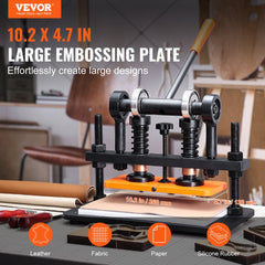 Leather Cutting Machine, 10.2 x 4.7 in Embossing Plate Manual Die Cutter, 0.47 in Pressure Stroke Dual Guide Shafts Die Cut Machine, Leather Embossing Machine for Various of Materials