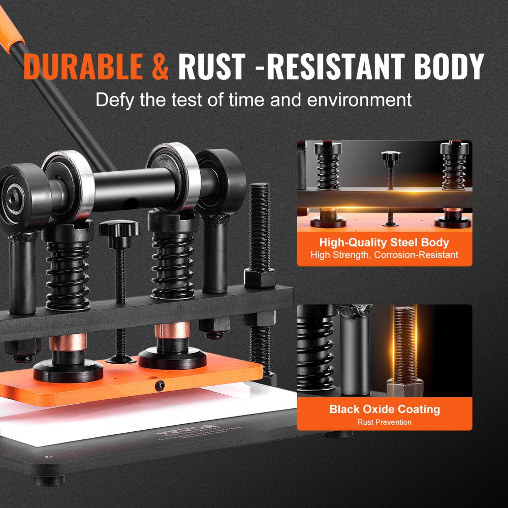 Leather Cutting Machine, 10.2 x 4.7 in Embossing Plate Manual Die Cutter, 0.47 in Pressure Stroke Dual Guide Shafts Die Cut Machine, Leather Embossing Machine for Various of Materials