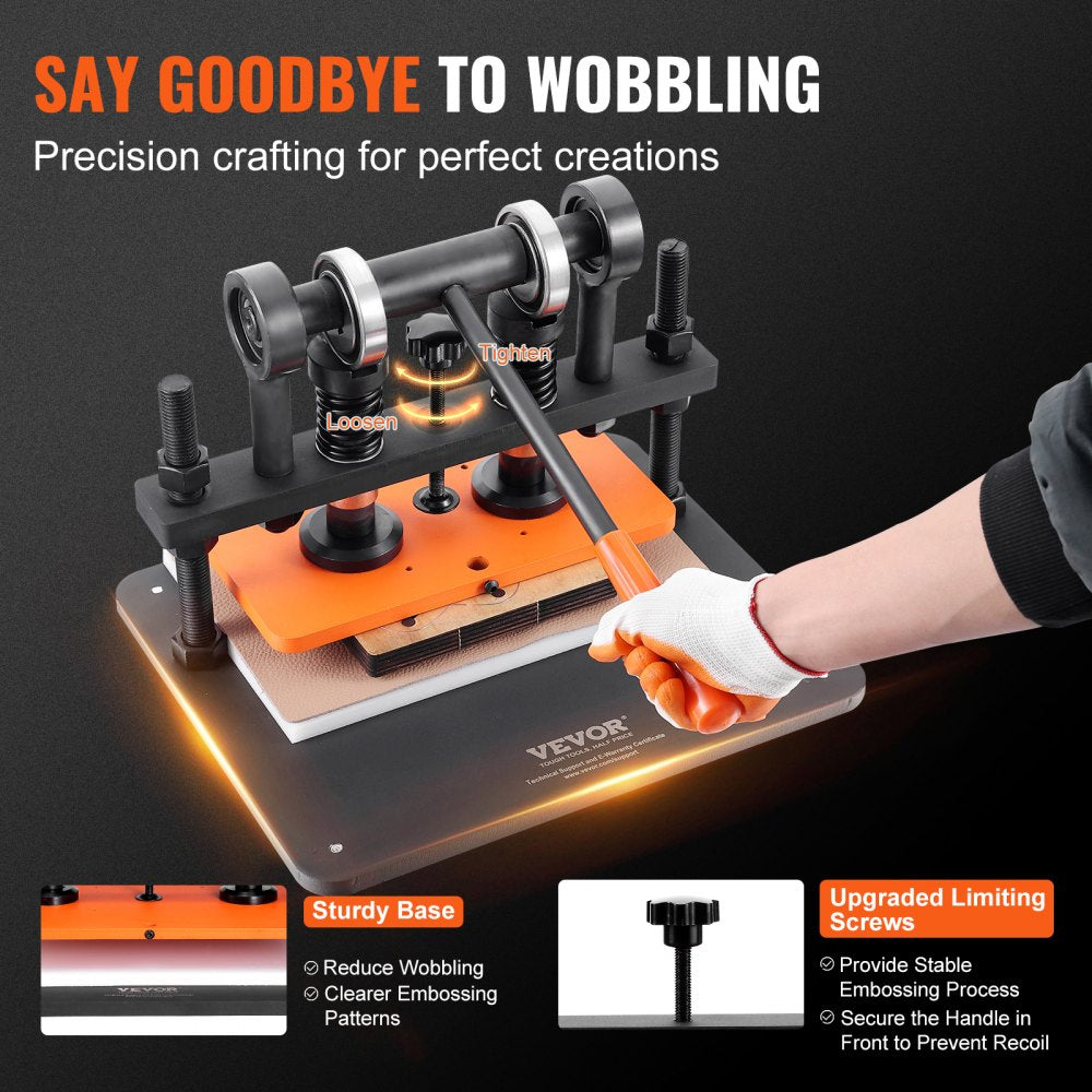 Leather Cutting Machine, 11 x 5.5 in Embossing Plate Manual Die Cutter, 0.47 in Pressure Stroke Dual Guide Shafts Die Cut Machine, Leather Embossing Machine for Various of Materials