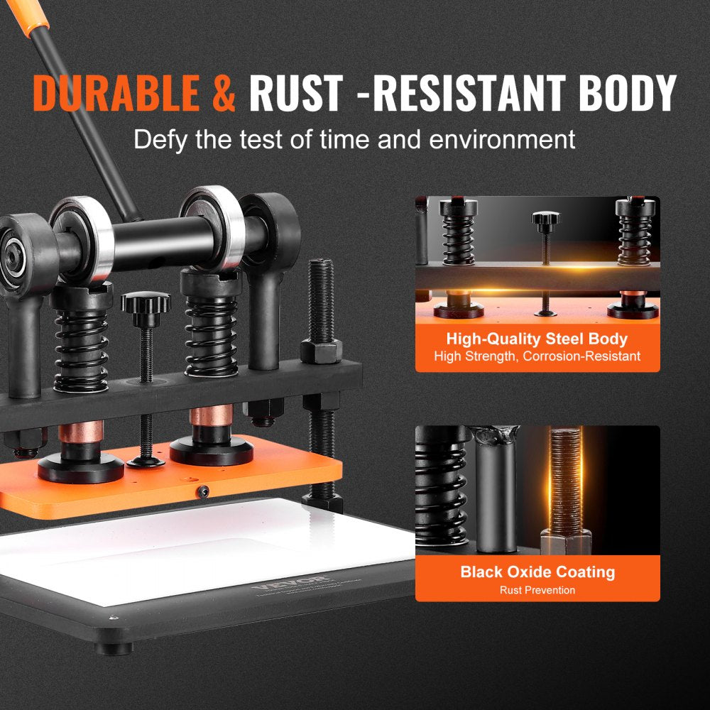 Leather Cutting Machine, 11 x 5.5 in Embossing Plate Manual Die Cutter, 0.47 in Pressure Stroke Dual Guide Shafts Die Cut Machine, Leather Embossing Machine for Various of Materials