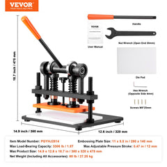 Leather Cutting Machine, 11 x 5.5 in Embossing Plate Manual Die Cutter, 0.47 in Pressure Stroke Dual Guide Shafts Die Cut Machine, Leather Embossing Machine for Various of Materials