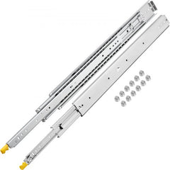 Drawer Slides with Lock, 1 Pair 52 inch, Heavy-Duty Industrial Steel up to 500 lbs Capacity, 3-Fold Full Extension, Ball Bearing Lock-in & Lock-Out, Side Mount