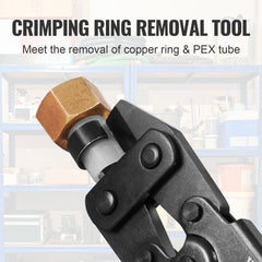 Bostome PEX pipe crimping tool kit with three interchangeable jaw dies and portable case.