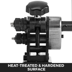 Bostome Ring Roller Bender with heat-treated steel, designed for bending 1/4in round rods.