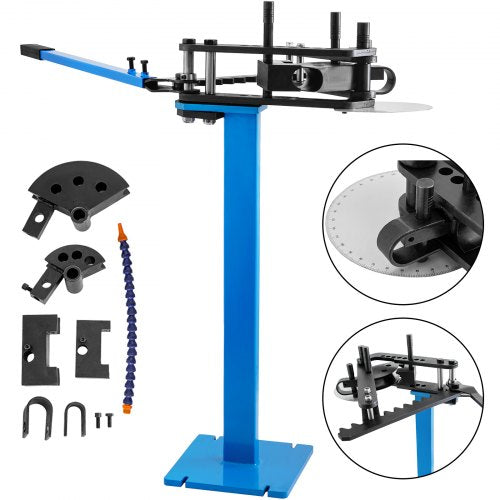 Tube Bender Max Bending Degree 240°,Heavy Duty Metal Pipe and Tube Bender With 3 Dies, Tube Pedestal Bender 40 Up To 120 Degree, Metal Working Tools and Equipment Overall height 45"