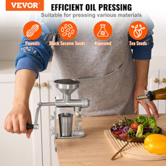 Manual Oil Press Machine, Stainless Steel Oil Extractor Machine, Detachable Oil Presser for Effortless Cleaning, Household Oil Expeller for Pressing Peanuts, Sesame Seeds, Rapeseed, Tea Seeds
