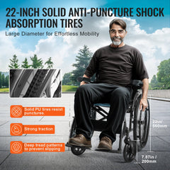 Wheelchair Aluminum Alloy Ultra-Lightweight 18-In Wide Seat 250lbs
